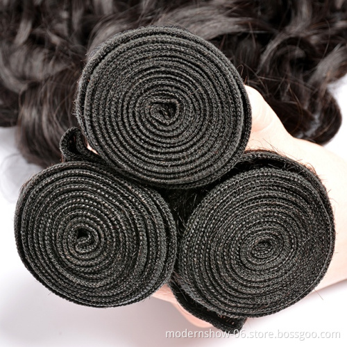 Wet and wavy virgin brazilian human hair bundles,water wave mink bundle hair with lace closure